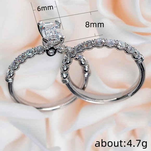 💞 Shiny Radiant Cut Zircon Macro Pave Beautiful Wedding Ring Women, PD401 - Picture 3 of 3